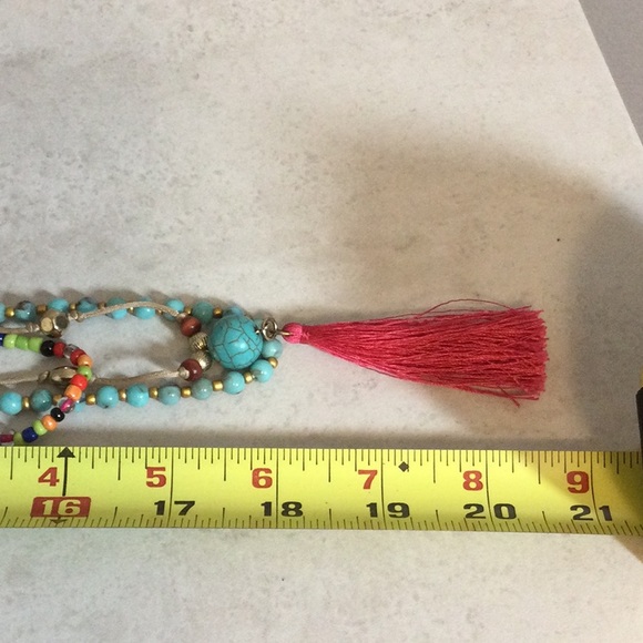18” American Indian beaded and leather four strand necklace - Picture 10 of 12